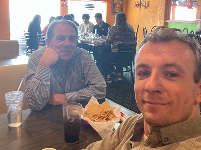 At the Texan lunch, Dr Reimar Banis on the left, David Banis on the right