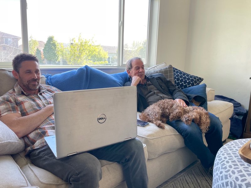 Brainstorming with Nick Fransen (left), Dr. Reimar Banis and Dog Daisy